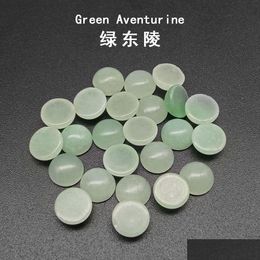 Loose Gemstones 4/6/8/1012/14Mm Gemstone Cabochons Natural Synthetic Stone Beads Green Aventurine For Earring Necklace Brac Dhzjj