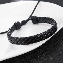 Charm Bracelets Fashion Men 8 Colours Weave Leather Simple Adjustable Bracelet Bangle Cuff Rope Jewellery Gift For Boyfriend Trendy Jewelr