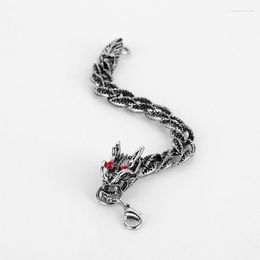 Charm Bracelets Vintage Personality Bracelet Men's Dragon Super Cool Pattern Titanium Steel Accessories.