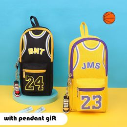 Pencil Bags Basketball Sports Lovers Stand Pencil Case Stationery Boy Children Kawaii Pencil Case Boy Stationery Bag 230620