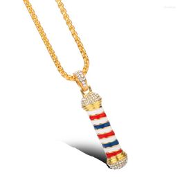 Pendant Necklaces Dongsheng Fashion Jewelry Barber Shop Pole 3D Chain Choker Necklace Hip Hop -30