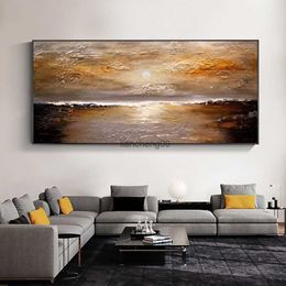 Abstract Sunset Landscape Oil Painting on Canvas Decorative Mural Unframe Acrylic Hanging For Living Room Bedroom Wall Art L230620