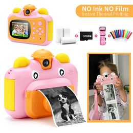 Toy Cameras Kids Instant Print Camera Thermal Printing Camera for Children 1080P HD Video Digital Po Camera Toys Boy Girls Birthday Gift 230619