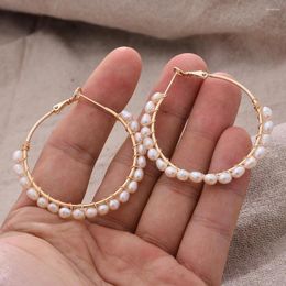 Hoop Earrings Original Handmade 14K Gold Filled Natural Freshwater Pearl Ladies Wholesale Jewelry For Women Birthday Gift