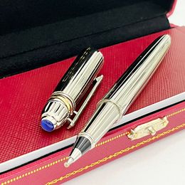 Ballpoint Pens CT Classic Metal Signature Pen Silver With Blue Drill Ballpoint Pens Comfortable Writing Stationery 230620