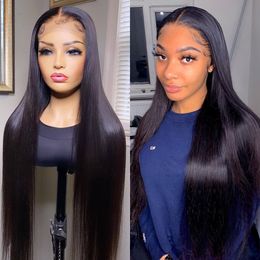 Bone Straight Lace Front Wig Brazilian Human Hair Wigs For Black Women Pre Plucked 13x4 Hd Transparent