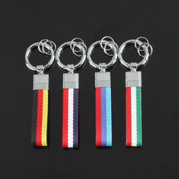 Nylon Braided Belt Keychain German Italian Flag Keychain BMW Tricolour Keychain For Birthday Party Travel Gift