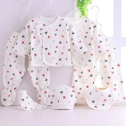 Clothing Sets 7pcs Born Baby Clothes 0-3M Summer Cartoon Print Girls Gift Set Cotton Boys Spring Kid Outfit