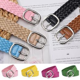 Belts Fashion Leather Woven Belt Braided Bright Color Waist Causal Jeans Dress Waistband PU Braid Strap Elegant