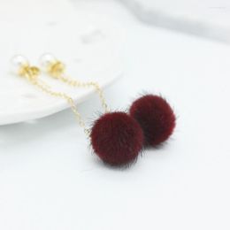 Stud Earrings 2023 Design Fashion Brand Jewelry Long Paragraph Cute Hair Ball Winter Style For Women .