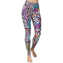 Active Pants Colourful Animal Print Symbiosis Yoga Leggings High Waist Breathable Gym Fitness Push Up Girl