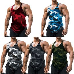 Men's Tank Tops Summer Camouflage Vest Men's Tank Top Breathable Bodybuilding Tee Gym Vest Sleeveless Men T-shirt Fashion Crew Neck Fitness Tee 230619