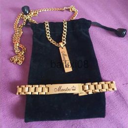 Collane con ciondolo Moda Acciaio inossidabile Incisione Nome maschile Braccialetti Vintage Curb Link Chain Bar Personalizza Nome Data Informazioni Targhetta Femme Bijoux J230620