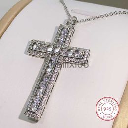 Pendant Necklaces 925 Silver Luxury Cross Neckle Women Men Women Zircon AAA Pendants Wedding cessories Men's Jewellery Neckles J230620