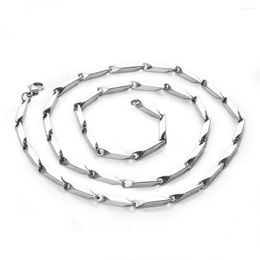 Chains Stylish Versatile Minimalist INS Style Handmade Bamboo Shaped Stainless Steel Necklace For Men And Women