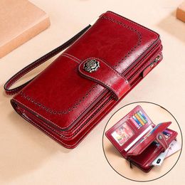 RFID-Protected Genuine Leather keplr wallet for Women - Multi-functional, Long Zipper Clutch with Card Holder and Purse