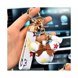 Keychains Lanyards Designer Keychain Wallet Keyring Fashion Pendant Car Chain Charm Bucket Bag Flower Mini Coin Holder Trinket Gif Dhcfz