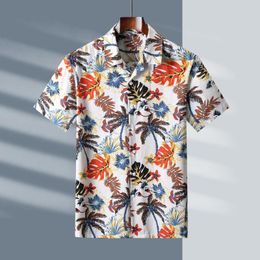 Men's Casual Shirts 2023 Products Men's Summer Short Sleeve Floral Shirt Fashion Thin Hawaiian Cotton XL 6XL 7XL 8XL