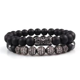 Beaded Liing Column Hollow Tube Microinlaid Zircon Ball Natural Volcanic Stone Black Agate Set Bracelet Essential Oil Diffusion Arom Dh5Q8