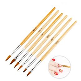 Wood Nail Art Brush No 2/4/6/8/10/12 UV Gel Carving Pen Brush Liquid Powder DIY Beauty Nail Drawing pen Fast Shipping F3257 Skten