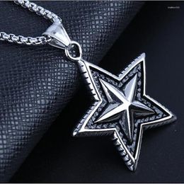 Pendant Necklaces HNSP 3D Pentagram Star Chain Necklace For Men Women Jewellery Accessory Gift