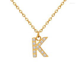 Chains Selling Zircon Inlaid With 26 English Letters Design Necklace Girl Titanium Steel Pendant Jewellery Gift