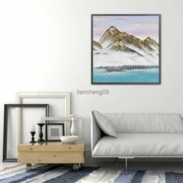 EverShine Oil Painting Handmade Scenery Hand-painted Mountain Decorative Mural Gold Foil Wall Hanging Picture Home Decoration L230620