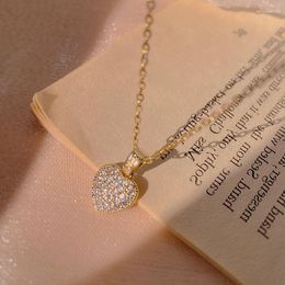 Pendant Necklaces 2023 Fashion Japan Korea Micro Inlaid Love Titanium Steel Light Luxury Necklace For Women's Jewelry Wedding Party