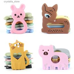 1pc Food Grade Silicone Teethers Bear Deer Rabbit Cat Cartoon Animal Shape DIY Baby Toy Accessories Baby Rodent Teething Teether L230518