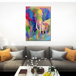 Abstract Canvas Art African Cool Elephant Painting Handcrafted Exotic Decor for Tiki Bar