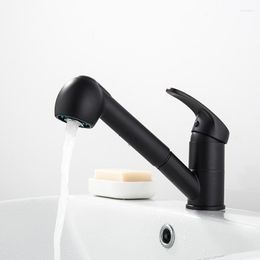 Kitchen Faucets Black Single Handle Pull Out Tap Hole For Bathroom Water Mixer Taps