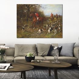 Hunting Canvas Art Hunter and Dogs Heywood Hardy Painting Classical Landscape Handmade Home Decor