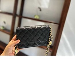 22ss Classic leather Luxuries designer bags women shoulder bags chain Flap Clutch Crossbody bag Metal latch handbag gold woc caviar Black wallet