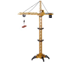 2.4G RC Tower Crane 6CH 128CM 680°Rotation Lift Model Remote Control Construction Crane With Light Sound For Kids TOY Gift