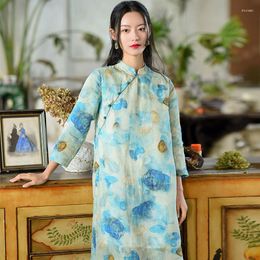 Этническая одежда 2 цвета в китайском стиле ретро хлопок и женское платье Spring Ramie 2023 г.