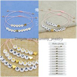 Chain 12Pc/Set Hand Adjustable Braided Bracelet Set Alphabet Girl Boy Couple Drop Delivery Otspv