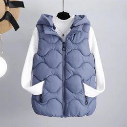 Women's Down Wome's Winter Cotton Vests Short Casual Hooded Sleeveless Vest Jacket For Female Solid Pocket Warm Zipper Waistcoat Nice