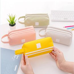 Storage Bags Portable Large Capacity Handle Bag MultiFunction Double Pencil Case Pen Organiser Pouch With Zip For Boys Girls School