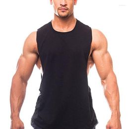 Men's Tank Tops Men's Cut Out Gym Sports Workout Bodybuilding Fitness Summer Fashion Casaul Solid Color O-neck Sleeveless
