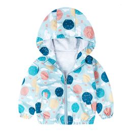 Jackets 1-7Years Toddler Clothes Brand Design Children Boys Girls Spring Coats -air Balloon Cartoon Printed Hooded Zipper Jackets 230619