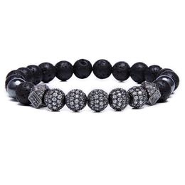 Beaded Zircon Ball Volcanic Stone Bracelet 8Mm Essential Oil Beads Melting Rock Per Spreading Mens And Womens 7 9 Gift D Dhm6Y