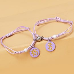 Charm Bracelets ZOSHI 2Pcs Attractive Magnet Buckle DIY Bracelet For Women Lover's Couple Female Male Friendship Jewellery