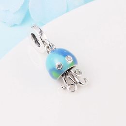 925 Sterling Silver Colour-changing Jellyfish Dangle Charm Bead For European Pandora Style Jewelry Charm Bracelets