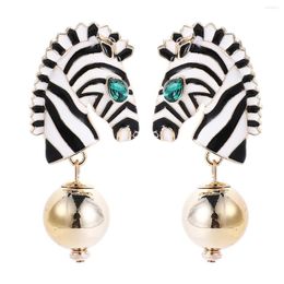 Dangle Earrings Exaggerated Fashion Zebra Head Shape Drop For Women Big Black/White Colour Animal Earring Party Female Statement Jewellery