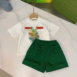 Clothing Sets Designer Clothes for Kids Girls Sets Summer Short Sleeve T-shirt Children Bohemian Top Pleated Skirt 2pcs Outfit Baby Brand Suit