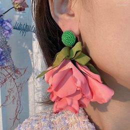 Dangle Earrings Freetry Elegant Petal Yarn Drop For Women Exaggerated Colorful Flower Seed Beads Hanging Charm Jewelry