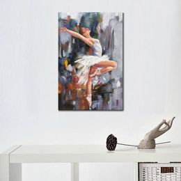 Colourful Abstract Painting on Canvas Ballet Dancing Abstract White Skirt Art Unique Handcrafted Artwork Home Decor