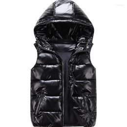 Men's Vests Men's Vest Winter Fashion Silver Male Cotton-Padded Hooded Coats Women Sleeveless Jackets Casual Thick Waistcoats Mens