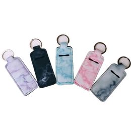 Neoprene Chapstick Holder Favor Lipstick Cases Cover Portable Balm Holders Marble Style Key chain RTS Keyrings Party Gifts