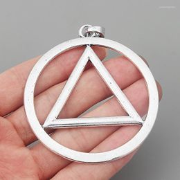 Pendant Necklaces 2pcs Tibetan Silver Large Hollow Open Round Circle Triangle Symbol Charms Pendants For Necklace Jewelry Making Findings